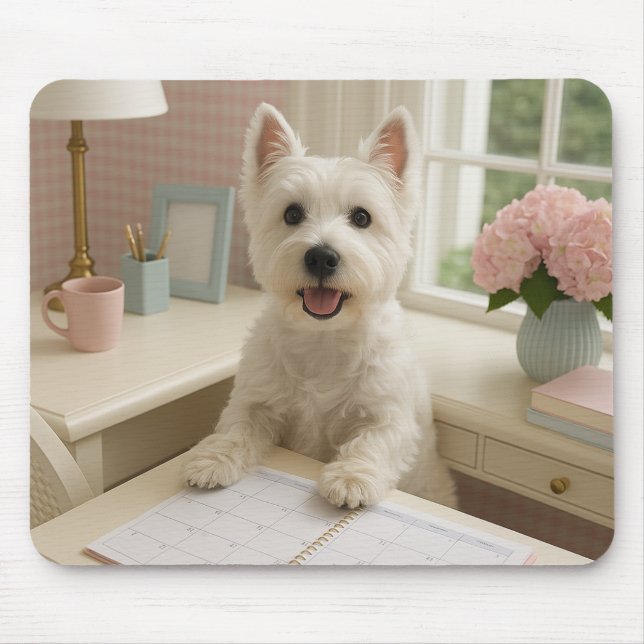 Väster Highland Terrier Mousepad - Arbetar hemifrå Musmatta (Framsidan)