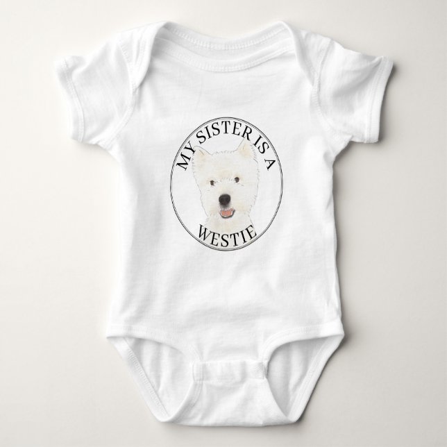 Väster Highland Terrier Westie Big Sister T Shirt (Framsida)