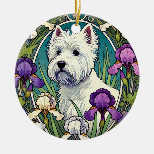 Väster Highland Terrier Westie Julgransprydnad Keramik (Framsidan)