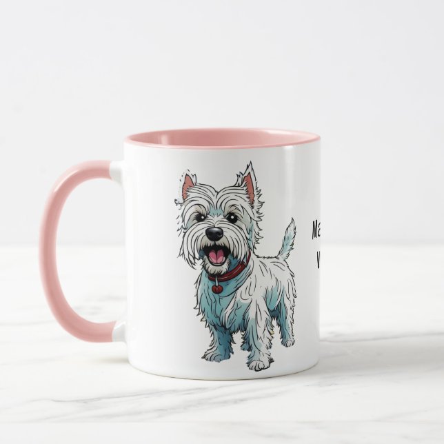 Väster Highland Terrier, Westie. Redigerbar Mugg (Vänster)