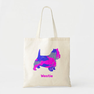 Väster Highland Westie Cute Hund Silhouette Rosa B Tygkasse
