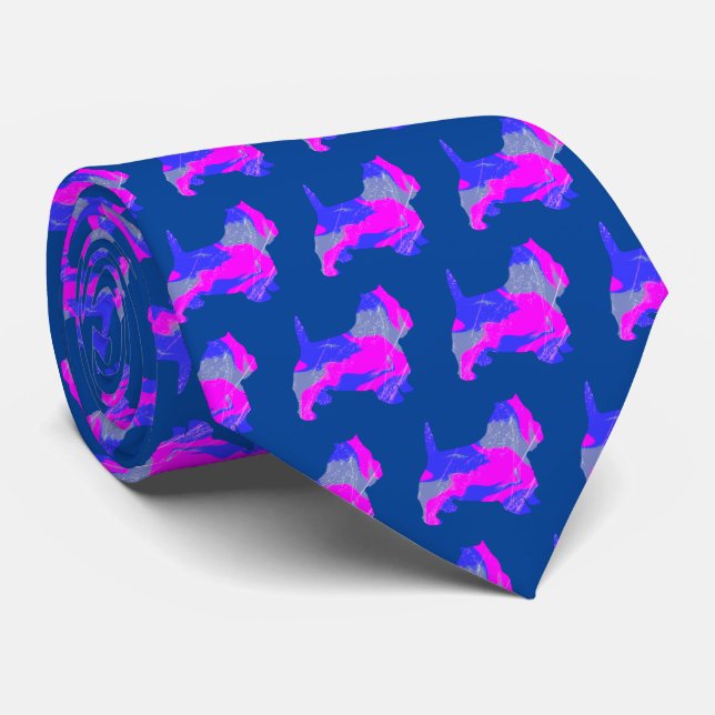 Väster Highland Westie Terrier Rosa Silhouette Blu Slips (Rullad)