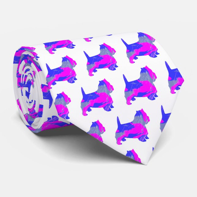 Väster Highland Westie Terrier Rosa Silhouette Whi Slips (Rullad)