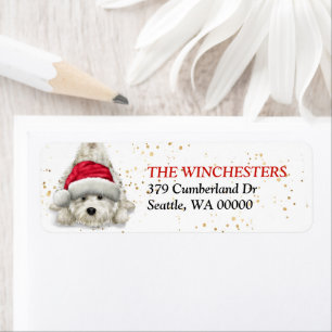 Väster Highland White Santa Hat-adressetikett Returadress Etikett