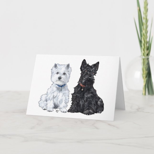 Väster Highland White & Scottish Terriers Helgkort (Framsida)