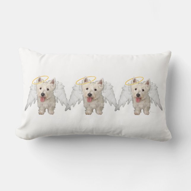 Väster Highland White Terrier Änglar PILLOW Lumbarkudde (Framsida)