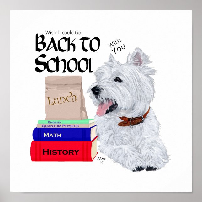 Väster Highland White Terrier Back to school Poster (Framsidan)