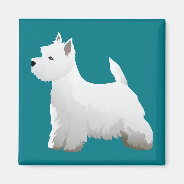 Väster Highland White Terrier Basic-rasdesign Magnet (Framsidan)