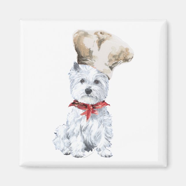 Väster Highland White Terrier Chef Magnet (Framsidan)