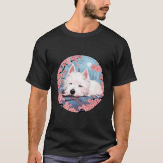 Väster Highland White Terrier Cherry Blommar Funny T Shirt