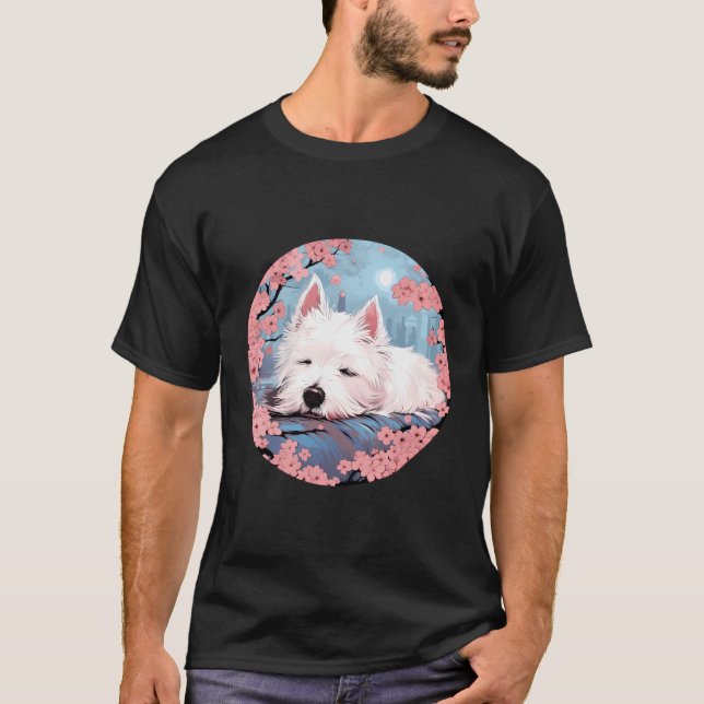 Väster Highland White Terrier Cherry Blommar Funny T Shirt (Framsida)