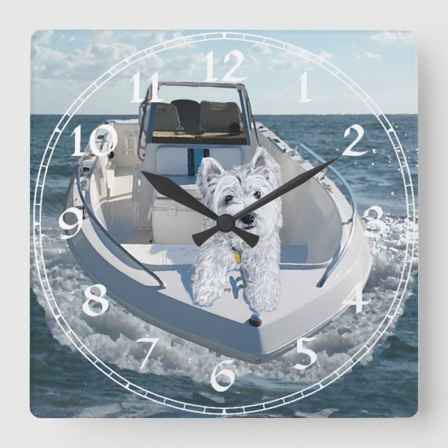 Väster Highland White Terrier Clock Fyrkantig Klocka (Framsida)