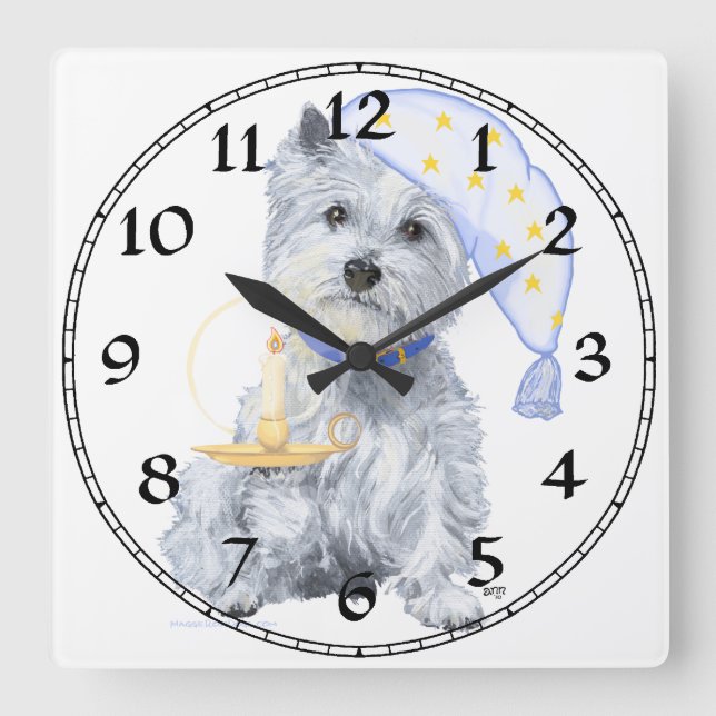Väster Highland White Terrier Clock Fyrkantig Klocka (Framsida)