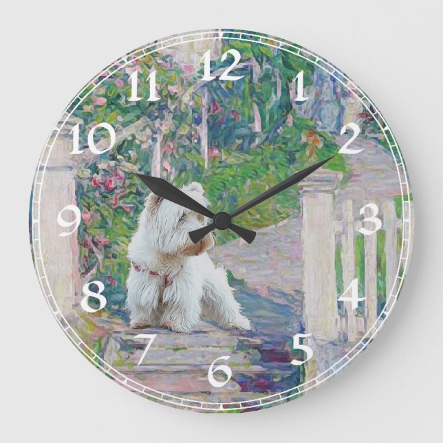 Väster Highland White Terrier Clock Stor Klocka (Framsida)