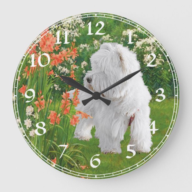 Väster Highland White Terrier Clock Stor Klocka (Framsida)
