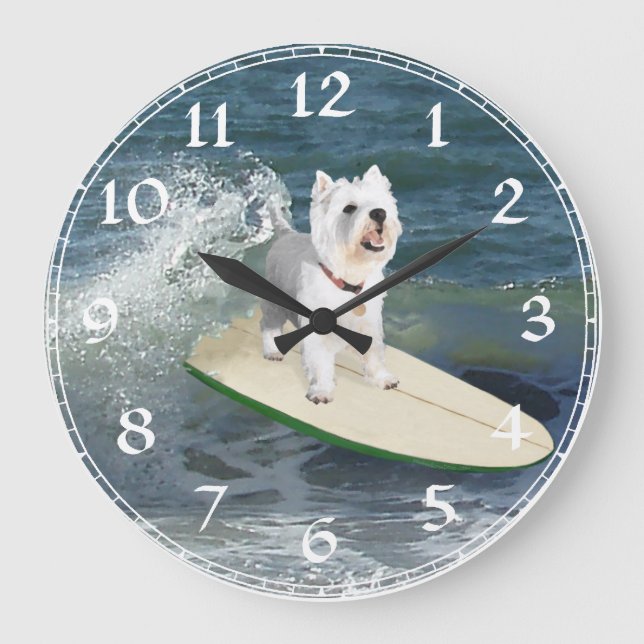 Väster Highland White Terrier Clock Stor Klocka (Framsida)