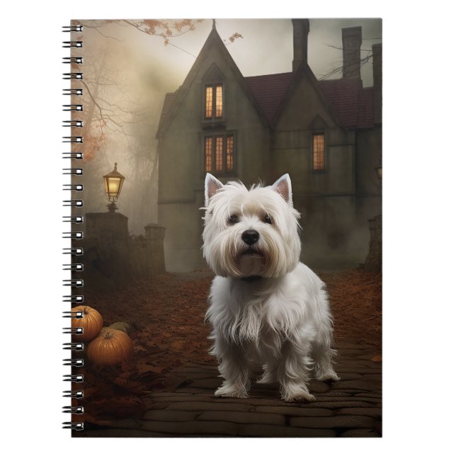 Väster Highland White Terrier Halloween Scary Anteckningsbok (Framsidan)