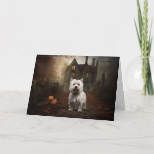 Väster Highland White Terrier Halloween Scary Kort