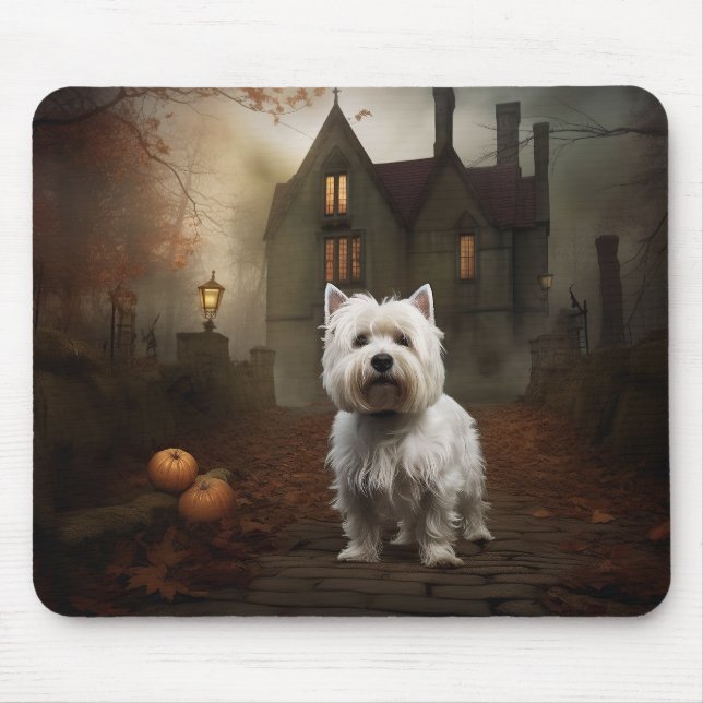 Väster Highland White Terrier Halloween Scary Musmatta (Framsidan)