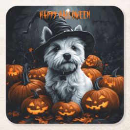 Väster Highland White Terrier Halloween Underlägg Papper Kvadrat