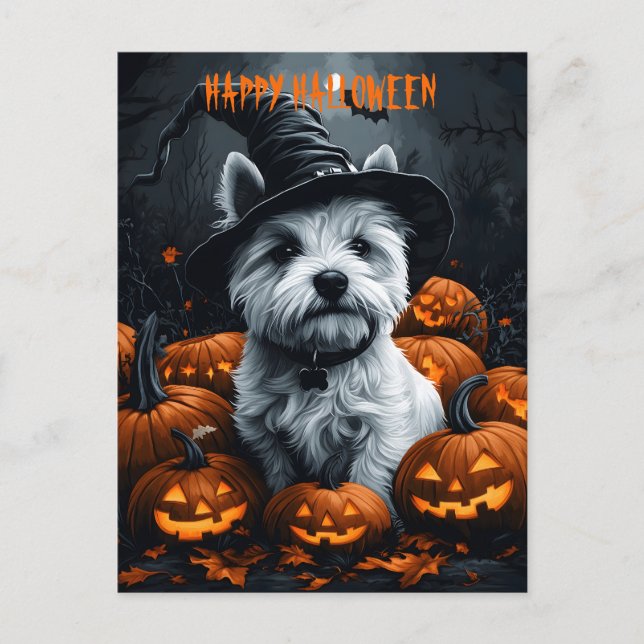 Väster Highland White Terrier Halloween Vykort (Framsida)