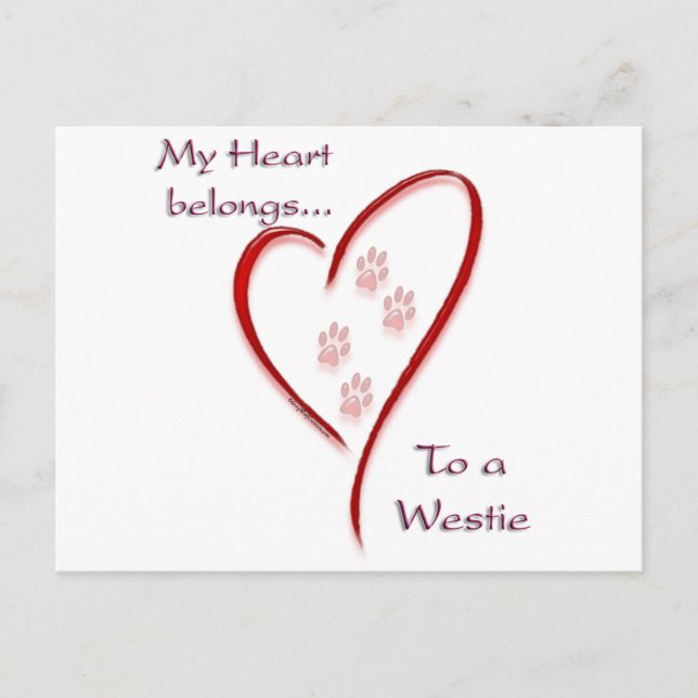 Väster Highland White Terrier Heart-Tillhör Vykort (Framsida)