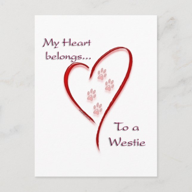 Väster Highland White Terrier Heart-Tillhör Vykort (Framsida)