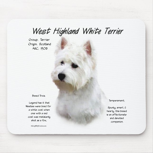 Väster Highland White Terrier History Design Musmatta (Framsidan)