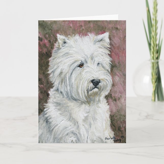 Väster Highland White Terrier Hund Art Greeting Ca Kort (Framsida)