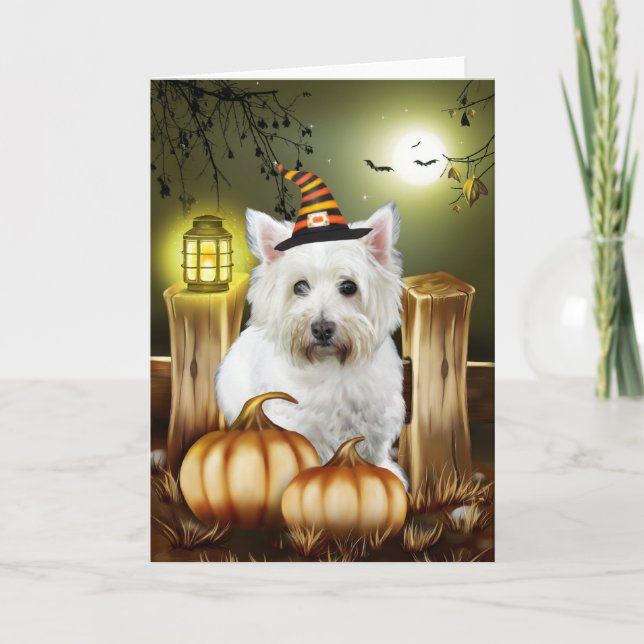 Väster Highland White Terrier Hund Halloween Kort (Framsida)