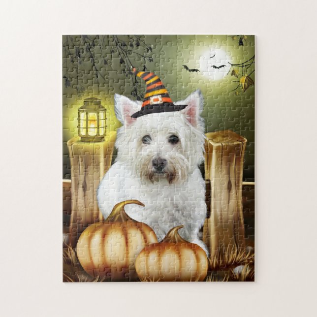 Väster Highland White Terrier Hund Halloween Pussel (Vertikal)