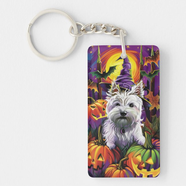 Väster Highland White Terrier Hund Halloween Witch (Framsidan)