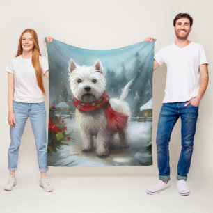 Väster Highland White Terrier Hund i Snö jul Fleecefilt