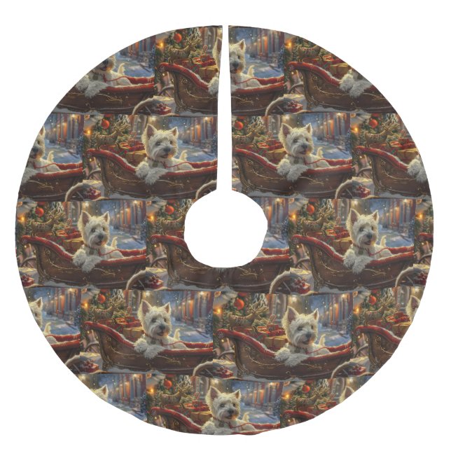 Väster Highland White Terrier Hund jul Festive Julgransmatta Borstad Polyester (Framsidan)