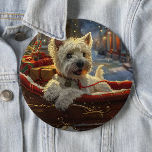 Väster Highland White Terrier Hund jul Festive Knapp