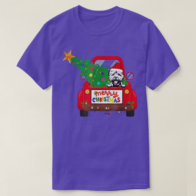 Väster Highland White Terrier Hund Riding Red Last T Shirt (Design framsida)