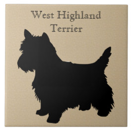 Väster Highland White Terrier Hund Silhouette Kakelplatta