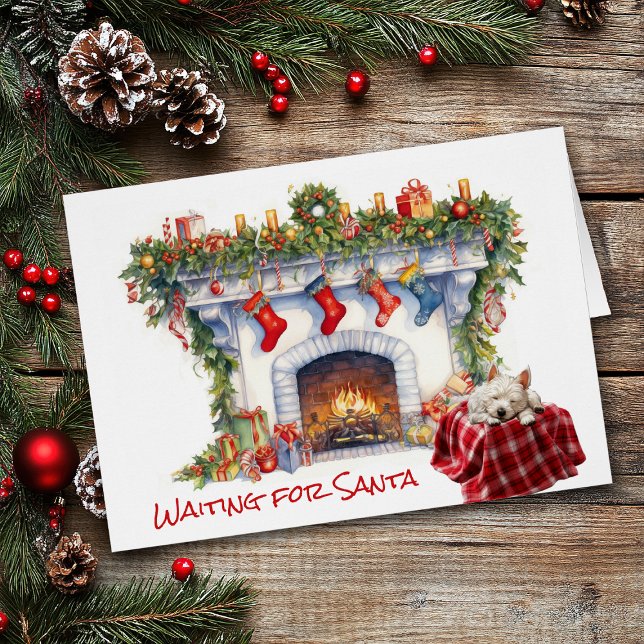 Väster Highland White Terrier-Hund Vänta på tomten Hälsningskort (Skapare uppladdad)