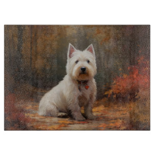 Väster Highland White Terrier i Höst löv Fall