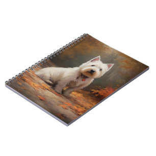 Väster Highland White Terrier i Höst löv Fall Anteckningsbok