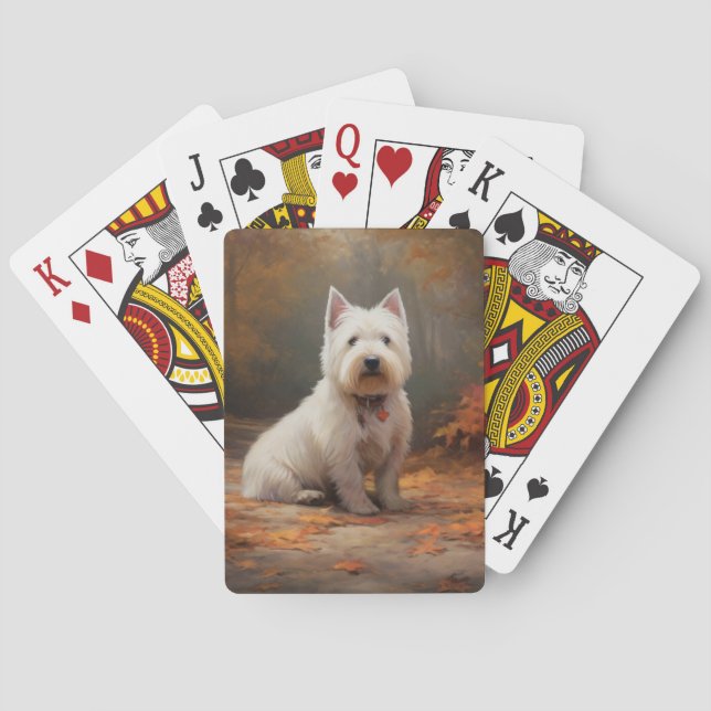 Väster Highland White Terrier i Höst löv Fall Casinokort (Baksidan)