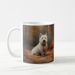Väster Highland White Terrier i Höst löv Fall Kaffemugg