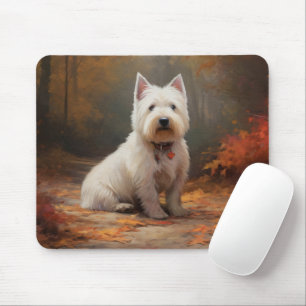 Väster Highland White Terrier i Höst löv Fall Musmatta