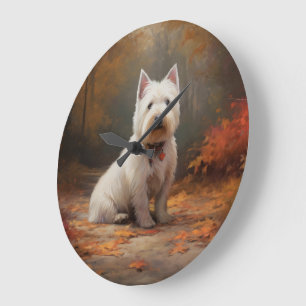 Väster Highland White Terrier i Höst löv Fall Stor Klocka