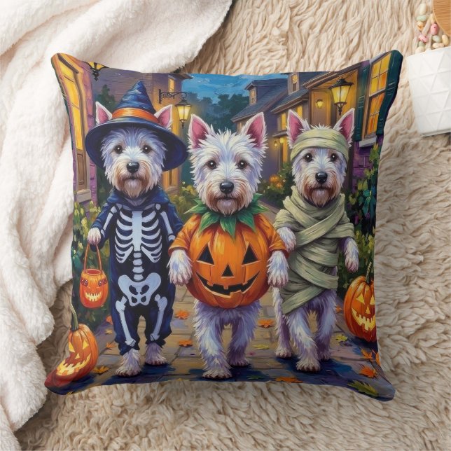 Väster Highland White Terrier in Halloween Costume Kudde (Filt)