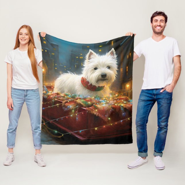 Väster Highland White Terrier Jul Festive Fleecefilt (På plats)