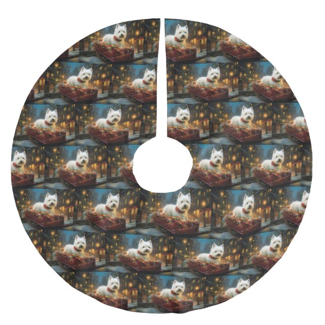 Väster Highland White Terrier Jul Festive Julgransmatta Borstad Polyester (Framsidan)