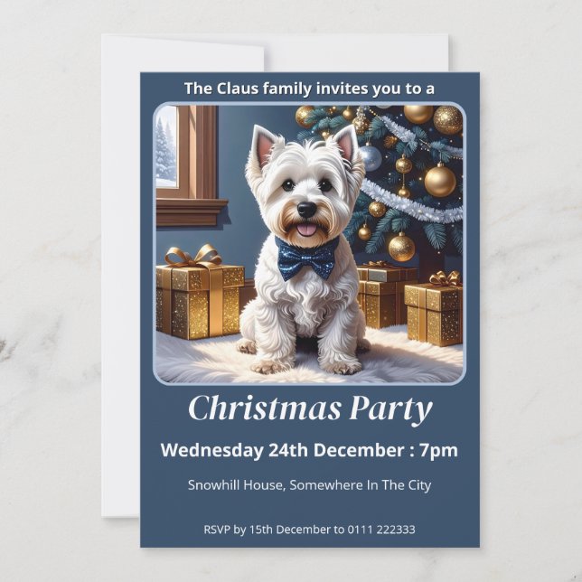 Väster Highland White Terrier jul Inbjudningar (Framsida)