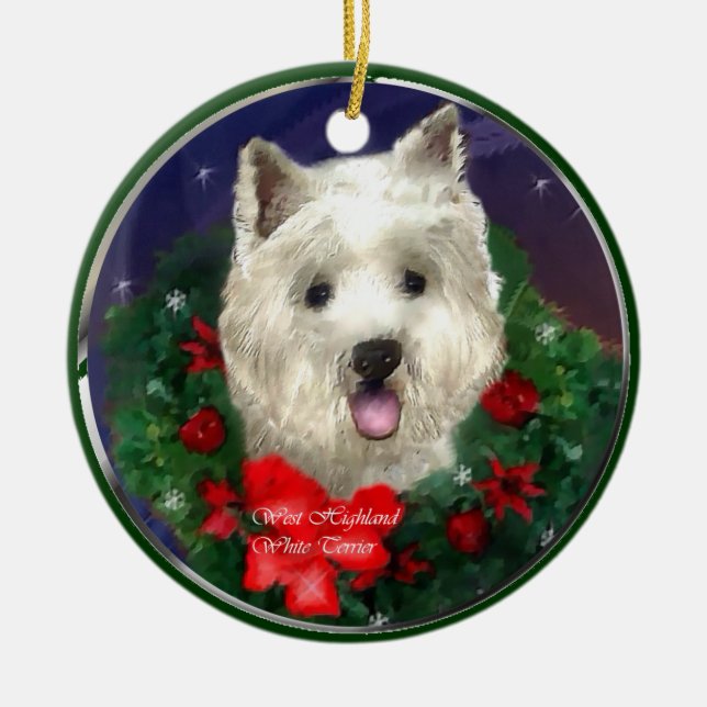 Väster Highland White Terrier jul Julgransprydnad Keramik (Framsidan)