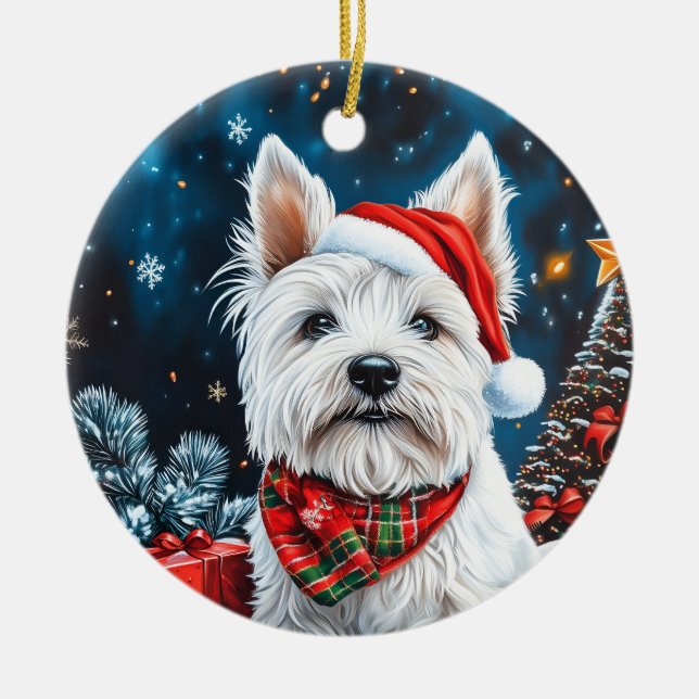 Väster Highland White Terrier jul Julgransprydnad Keramik (Framsidan)